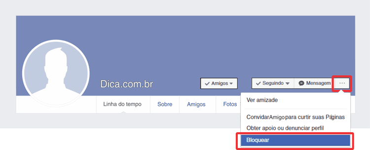 Como bloquear alguém no Facebook passo 1