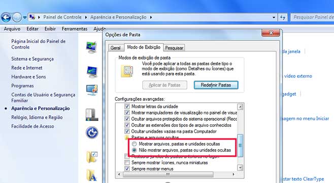 Ver arquivos ocultos passo 2