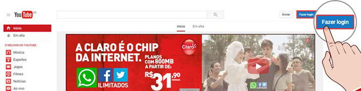 Criar canal no Youtube