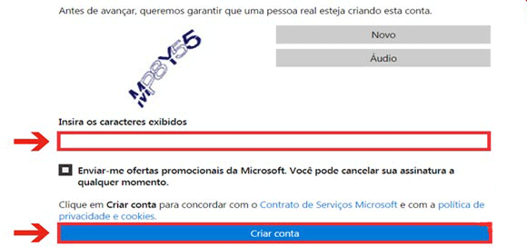 Criar conta hotmail final