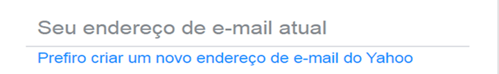 Form para criar email na conta do Yahoo