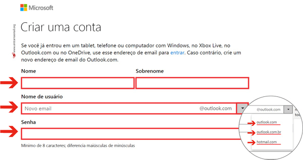 Criar email Hotmail cadastro