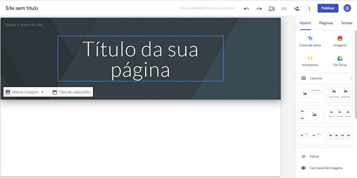 Criar site gratis google sites