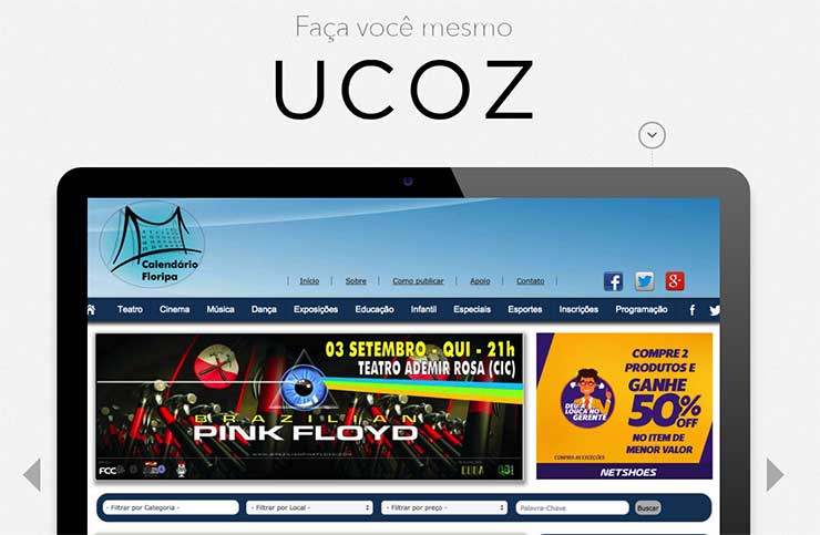 Criar site profissional com Hospedagem grátis Ucoz