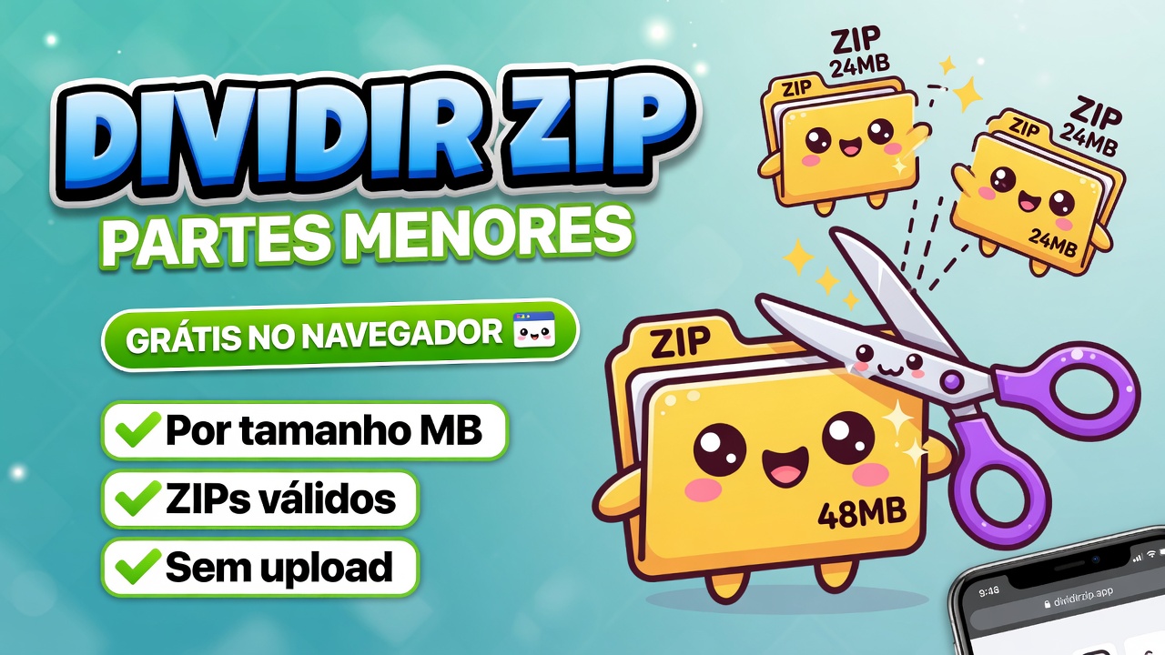 Dividir ZIP online grátis - partes menores