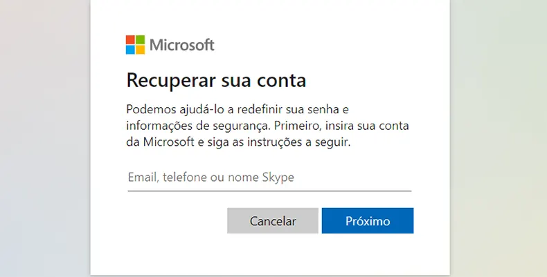 PASSO 1: Entrar no hotmail página