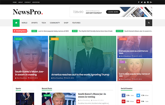 Newspro news blogger template