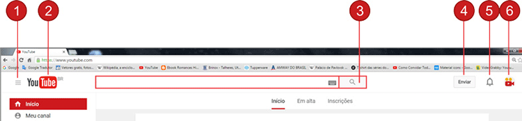 Ferramentas do Youtube página inicial