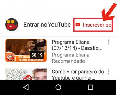 Inscrever canal Youtube celular