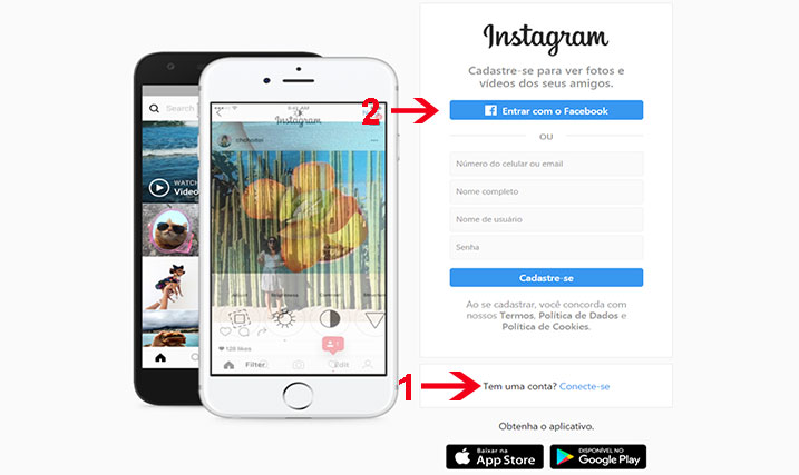 Instagram entrar Homepage login