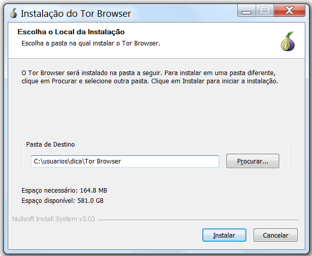 Janela navegador da Deep Web Tor