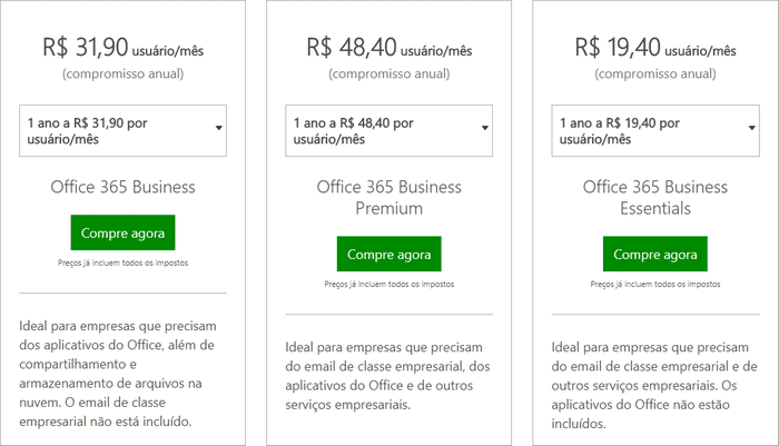 Outlook 365 planos