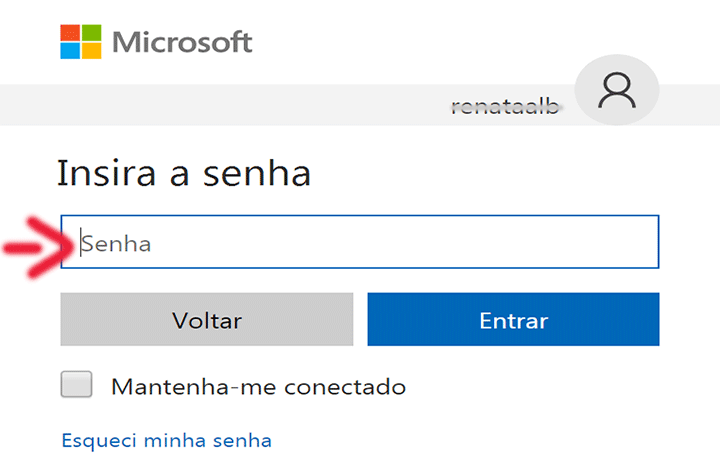 Outlook entrar com senha