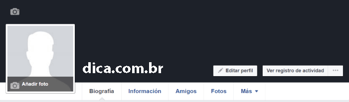 Página de edição perfil facebook