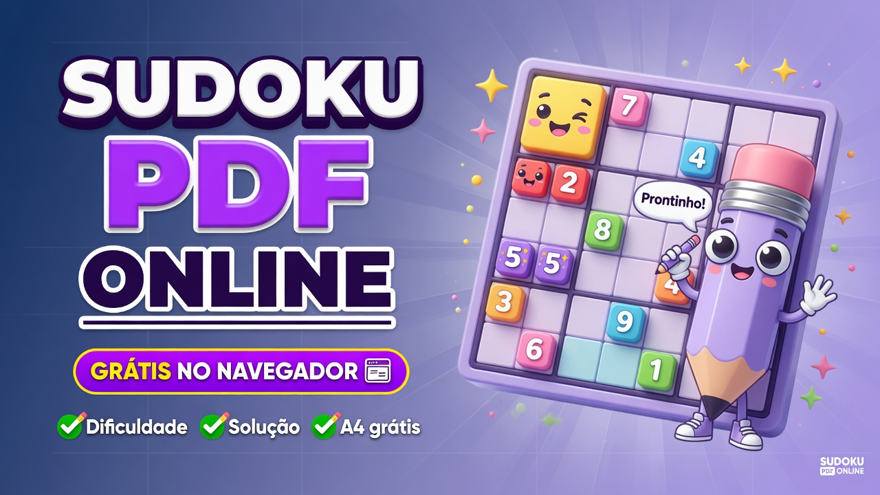 Sudoku Online para Imprimir - PDF A4 com Solução Única