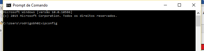 Tela Ipconfig do Windows