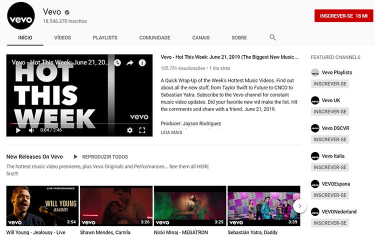 Vevo canal musicas youtube