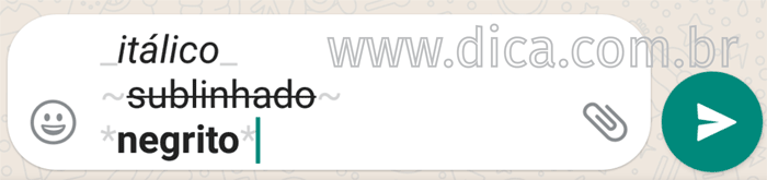Whatsapp italico sublinhado negrito